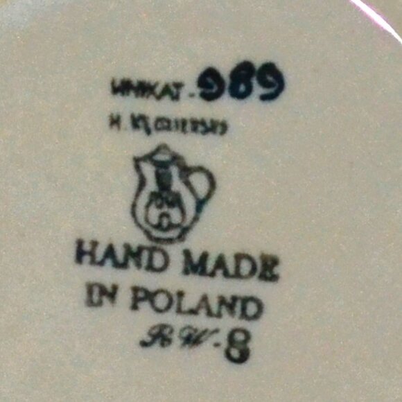 Bolesławiec Polish Pottery UNIKAT Bowl Hand Painted Blue Rose  H. Szynska - Picture 6 of 6